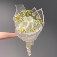 Дуо букет с гортензией и ромашками