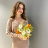 Корзина с герберой и солидаго