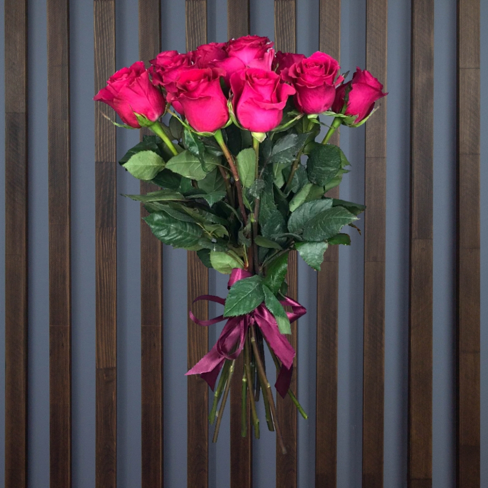 11 красных роз 60 см. | цвет на выбор