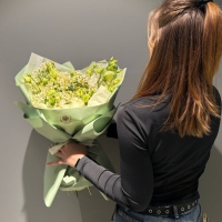 Дуо букет с эустомой  и танацетумами