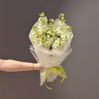 Дуо букет с маттиолой и ромашкой